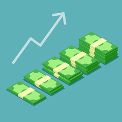 Banknotes Stack Vector. Growth, Successful.