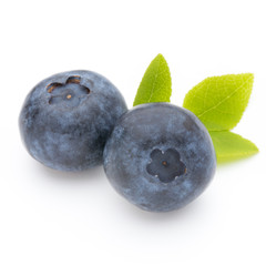 Fresh blueberries on a white background.
