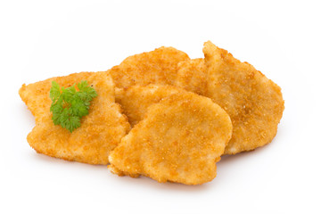 Nugget chiken on the white background.