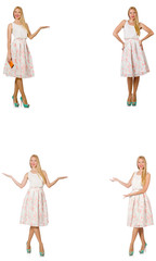 Woman in fashion looks isolated on white