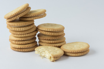 Crackers on the white background