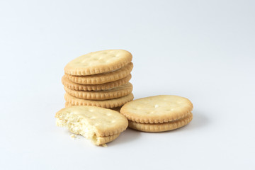 Crackers on the white background