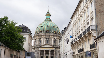 COPENHAGEN, DENMARK - MAY 31, 2017: Frederik's Church popularly known as The Marble Church Marmorkirken for its rococo architecture, is an Evangelical Lutheran church in Copenhagen, Denmark