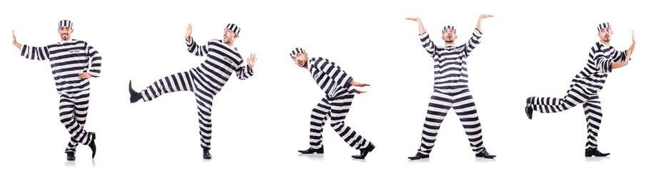 Convict criminal in striped uniform