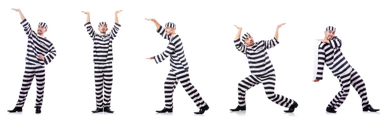 Convict criminal in striped uniform