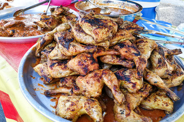 Ayam percik or grilled chicken, popular Malay food in Malaysia