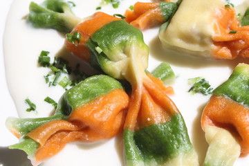 ravioli ai tre colori, three-color ravioli.