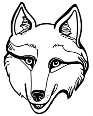 Vector illustration of wolf husky head black and white