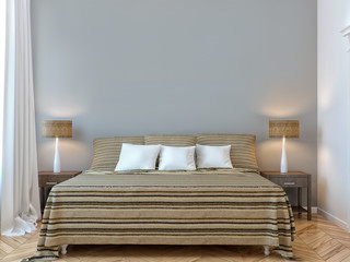 Modern Mock up wall bedroom interior urban contemporary design. Scandinavian style interior. 3d rendering - 158366044