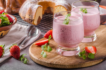Strawberries milkshake summer drink