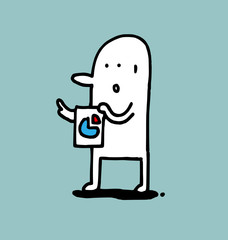 Simpleman present with circle graph, Business concept, Vector illustration.