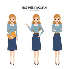 Fototapeta premium Collection of business woman character. Illustration vector.