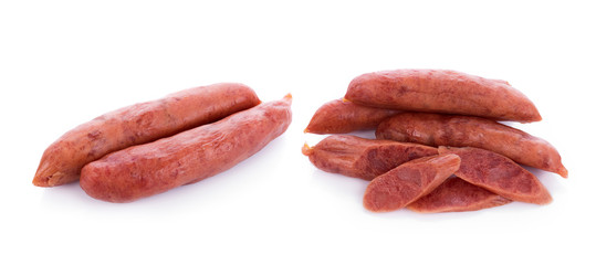 Chinese sausage on white background