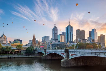 Foto op Plexiglas Melbourne city skyline at twilight © f11photo
