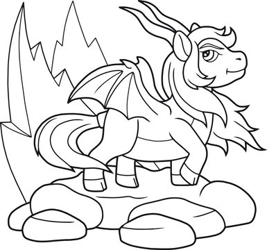 Cartoon pony dragon outline image