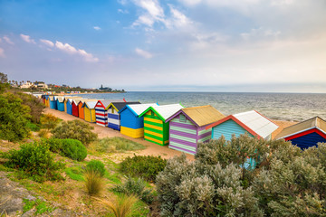 Fototapeta premium Colorful Beach House at Brighton Beach, Melbourne