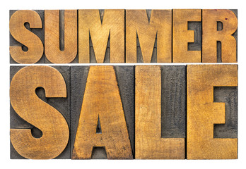 summer sale - word abstract in wood type