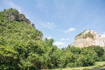 Natural forests and beautiful mountains in countryside Ratchaburi Thailand