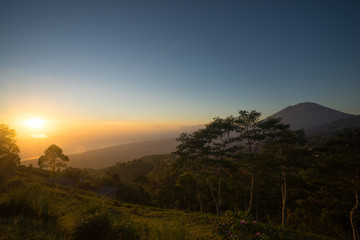Morning view from Mount Batur in Bali, Indonesia