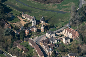 Vue aérienne du château de Frazé en France