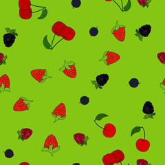 abstract vector doodle berry seamless pattern
