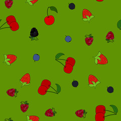 abstract vector doodle berry seamless pattern