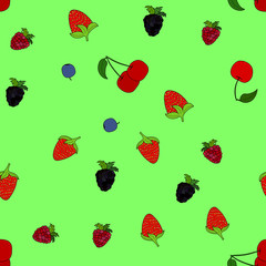 abstract vector doodle berry seamless pattern