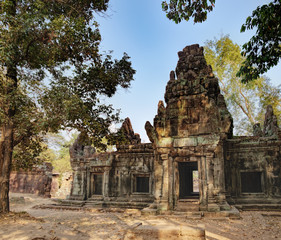 Fototapeta na wymiar Ancient Khmer architecture is located inside the walled enclosure of the Royal Palace of Angkor Thom north of Baphuon, Siem Reap, Cambodia. World Heritage, famous Cambodian landmark