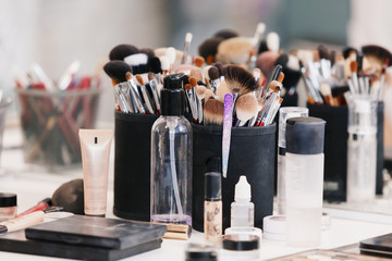 Professional makeup brushes and tools