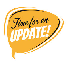 time for an update retro speech bubble