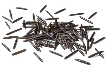 raw black wild rice on white, (large depth of field, taken with tilt shift lens)