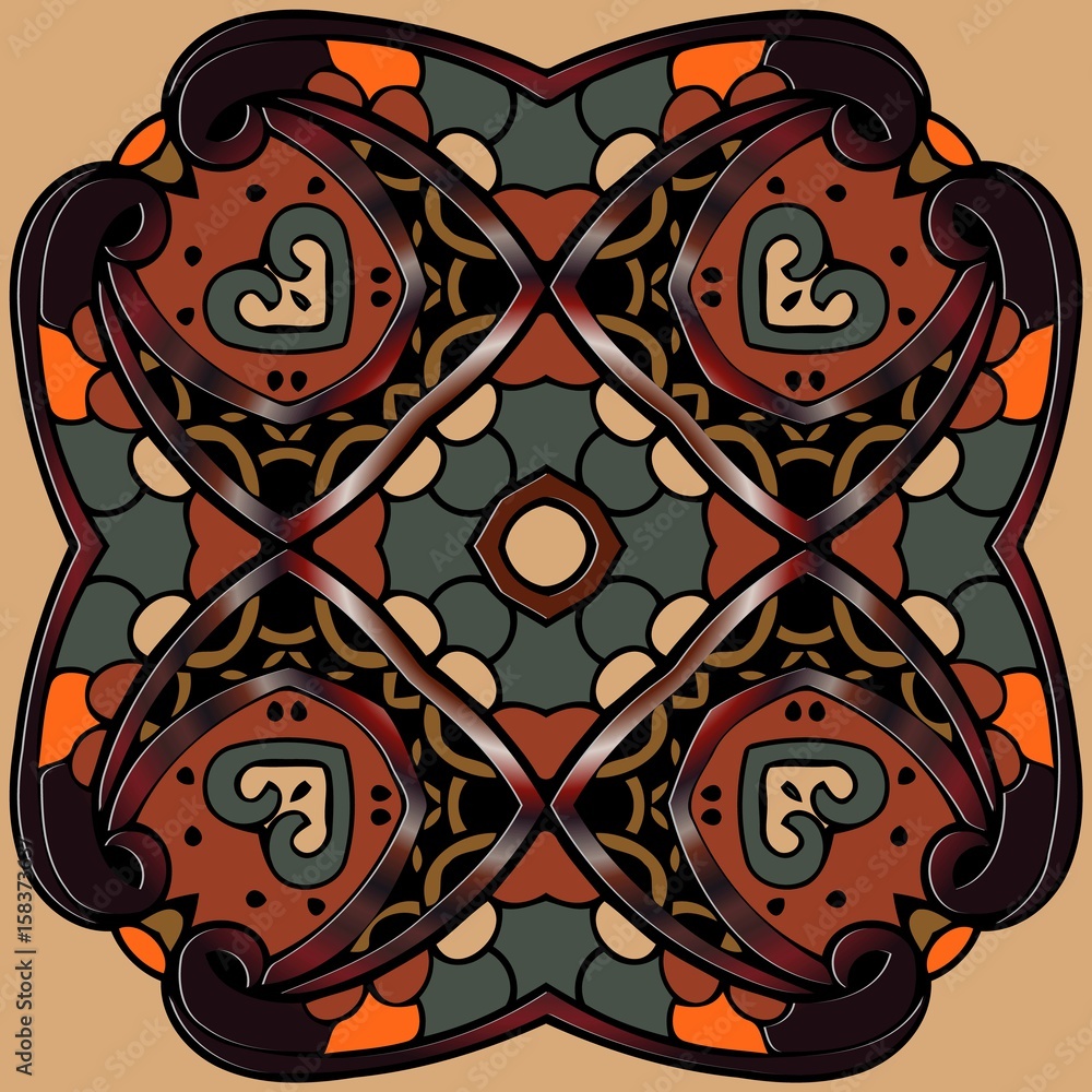 Poster abstract medieval pattern on a light colored background
