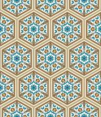 Fototapeta premium Vector seamless texture. Beautiful pattern for design and fashion with decorative hexagon elements