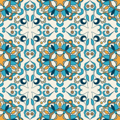 Vector seamless texture. Beautiful colored pattern for design and fashion with decorative elements