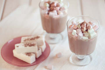 Cup of hot chocolate with marshmallows