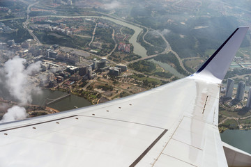 View of Putrajaya from airplane window