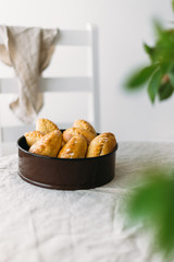 Pies house with cheese and sesame, fried in hot fan