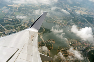 View of Putrajaya from airplane window