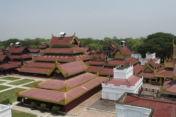 Aerial view of Mandalay Palace, Mandalay, Myanmar