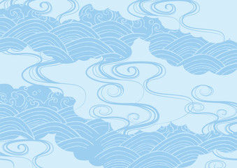 Fototapeta na wymiar 夏の和柄 水 雲