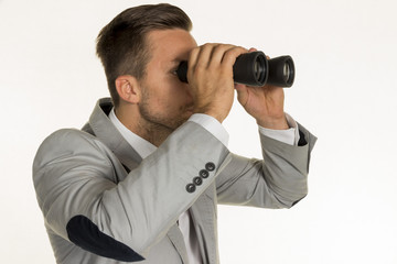 manager with binoculars