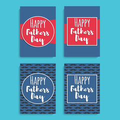 Happy Fathers Day. Greeting card set or celebration posters set. A4 size. Vector illustration