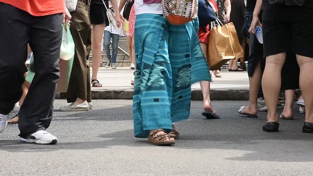 Many Buyers in a Shopping Street at Chatuchak Market of Thailand