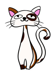 Cute Three Striped Cat standing cartoon's vector