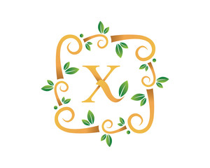 Elegant Floral X Letter With Gold Branch Logo