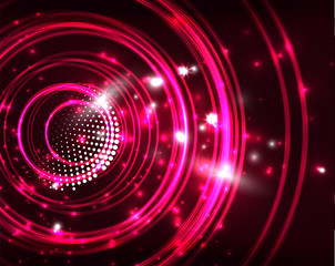 Neon circles abstract background