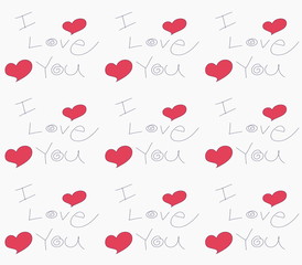 I love you, romantic pattern with text and heart background