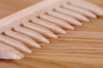 Wooden comb selective focus.
