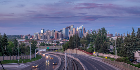 Naklejka na ściany i meble Calgary's skyline at sunset.