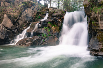Waterfall Skalnik in Szczawnica, Beskid Sadecki mountain range in Polish Carpathian Mountains